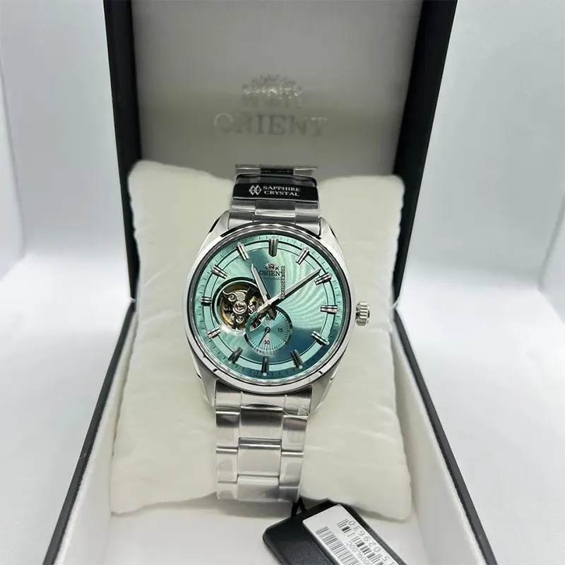 Orient Semi-skeleton Open Heart Ice Blue Dial Men's Watch- RA-AR0009L